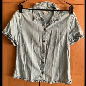 Christopher & Banks Denim Print Button Down Size Medium